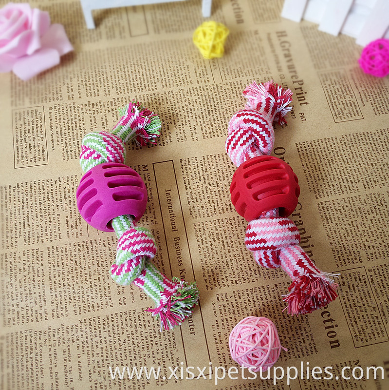 pet dog teething cleaning toy TPR ball rope toy for small dog
